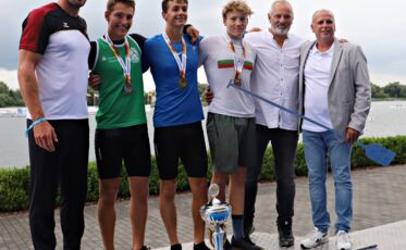 Siegertreppchen der Männer-Jugend bei den Deutschen Kanumeisterschaften